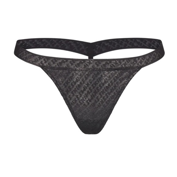 SKIMS Logo Mesh Skimpy Thong Onyx Black NEW Women's Size 4X string panties - Picture 1 of 8